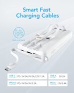 ⁦باور بانك VRURC بسعة 20000mAh مع كابلات مدمجة وشحن سريع⁩ - الصورة ⁦6⁩