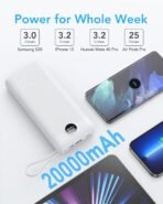⁦باور بانك VRURC بسعة 20000mAh مع كابلات مدمجة وشحن سريع⁩ - الصورة ⁦3⁩