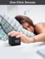 ⁦ساعة المنبه الرقمية الخشبية JALL – تصميم أنيق ووظائف متعددة⁩ - الصورة ⁦3⁩