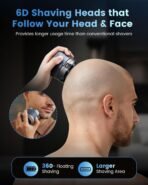 ⁦ماكينة حلاقة الرأس واللحية للرجال 6D – مقاومة للماء مع شحن USB-C⁩ - الصورة ⁦6⁩