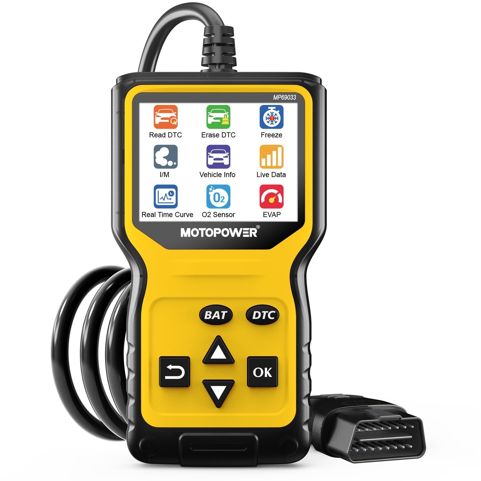 2026/09/1000261077.jpg جهاز فحص أعطال السيارات MOTOPOWER MP69033 Pro OBD2 – قارئ أكواد الأعطال واختبار البطارية - الصورة 1