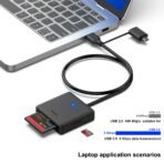 ⁦قارئ بطاقات الذاكرة BENFEI ‏4 في 1 بمنفذي USB 3.0 وUSB-C لنقل البيانات بسرعة عالية⁩ - الصورة ⁦2⁩