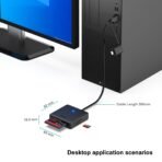 ⁦قارئ بطاقات الذاكرة BENFEI ‏4 في 1 بمنفذي USB 3.0 وUSB-C لنقل البيانات بسرعة عالية⁩ - الصورة ⁦4⁩
