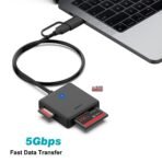 ⁦قارئ بطاقات الذاكرة BENFEI ‏4 في 1 بمنفذي USB 3.0 وUSB-C لنقل البيانات بسرعة عالية⁩ - الصورة ⁦5⁩