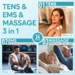 ⁦جهاز TENS EMS الكهربائي لتدليك العضلات وتخفيف الألم، بقناتين و24 وضعًا و16 وسادة قطب كهربائي⁩ - الصورة ⁦3⁩