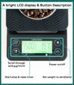 ⁦ميزان القهوة الرقمي COFFEE GATOR بدقة 0.1 غرام ومؤقت مدمج، سعة وزن تصل إلى 3 كجم⁩ - الصورة ⁦4⁩