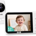 جهاز مراقبة الأطفال GHB بشاشة LCD مقاس 3.2 بوصة، كاميرا برؤية ليلية، صوت ثنائي الاتجاه ومستشعر درجة الحرارة