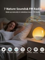 ⁦منبه ذكي لمحاكاة شروق الشمس وغروبها، إضاءة LED بـ7 ألوان، أصوات طبيعية وراديو FM⁩ - الصورة ⁦5⁩