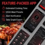 ⁦مقياس حرارة اللحوم اللاسلكي بمدى 150 متر  TempSpike TP960 لمراقبة درجة حرارة الطهي والشواء⁩ - الصورة ⁦5⁩
