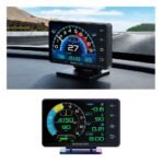 شاشة عرض أمامية XS HUD OBD2+GPS للسيارة بشاشة LCD ومؤشرات قيادة متعددة