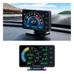 شاشة عرض أمامية XS HUD OBD2+GPS للسيارة بشاشة LCD ومؤشرات قيادة متعددة